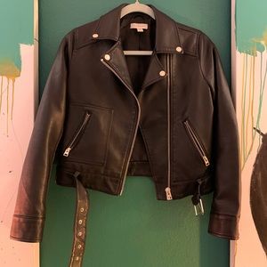 Topshop Kotta Cropped Vegan Leather Moto Jacket